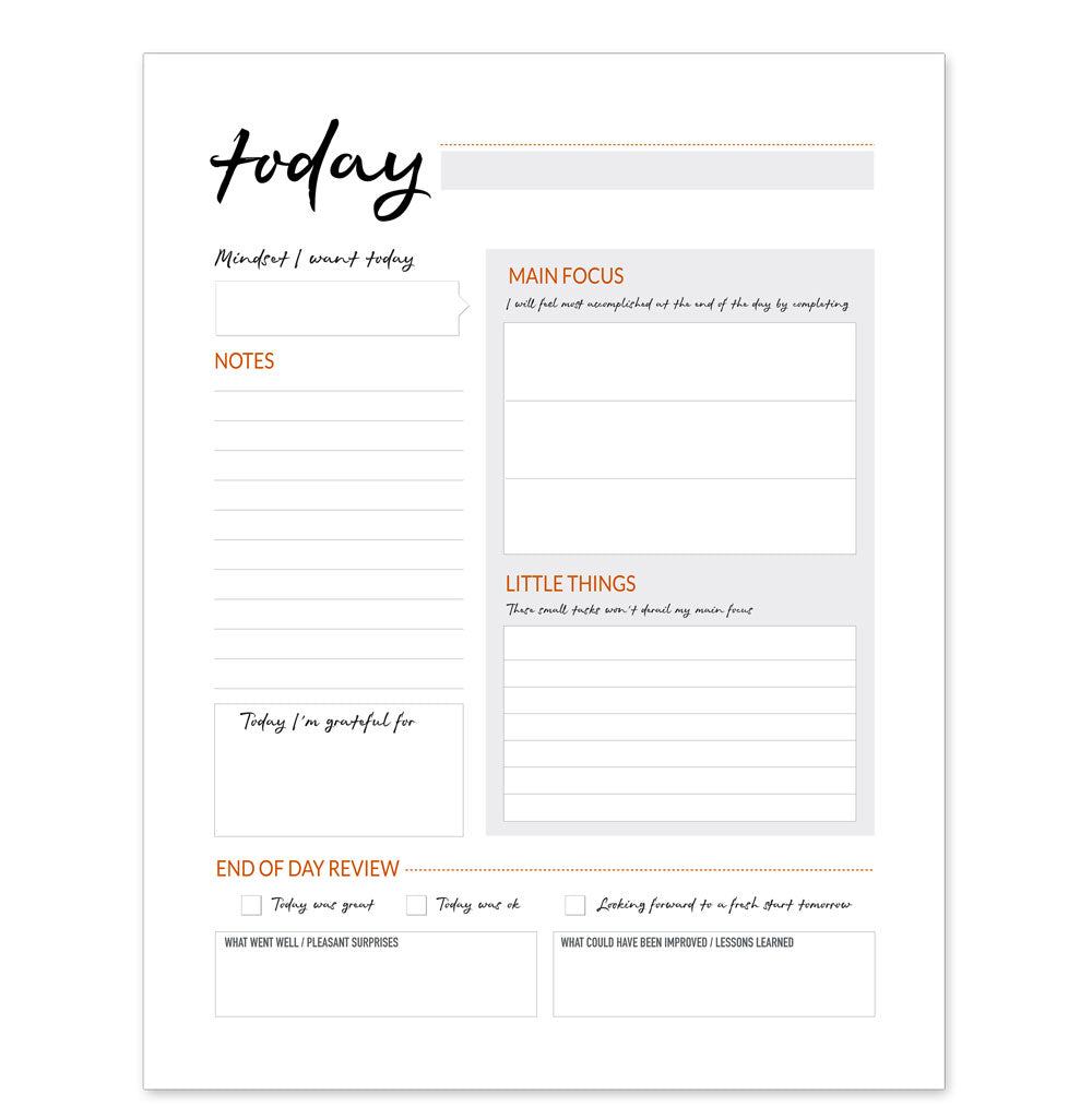 Daily Notes Target Daily Focus Notepad: Task-List + Daily Notepad – One Love Paper Co.